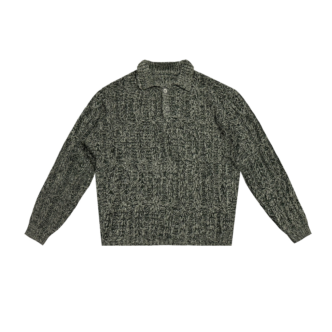 EMPTY REFERENCE Cutout Polo Knit Sweater | Face 3 Face