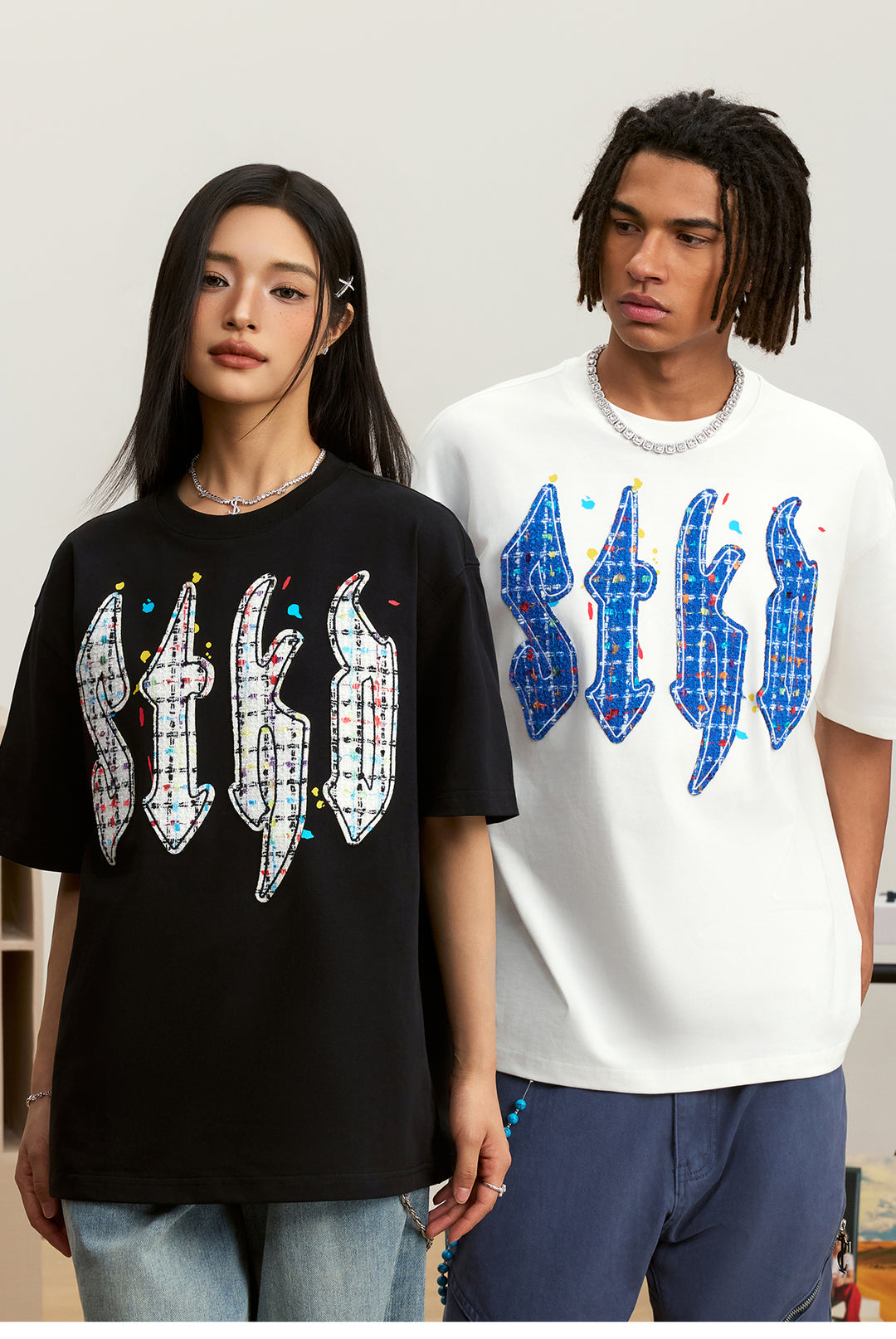 Small Town Kid Plaid STKD Patch Splash Ink Tee | Face 3 Face