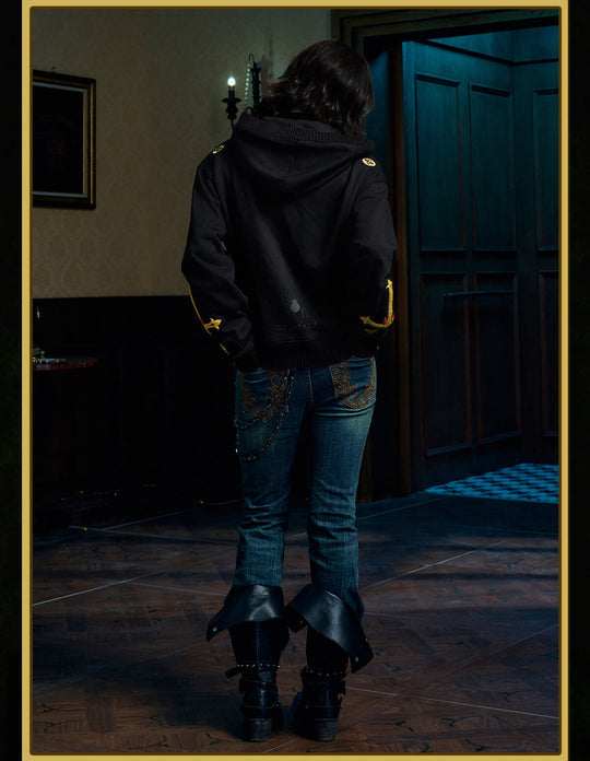 MEDM × HUNTER×HUNTER Character Icon Knit Rib Zip Up Hoodie | Face 3 Face