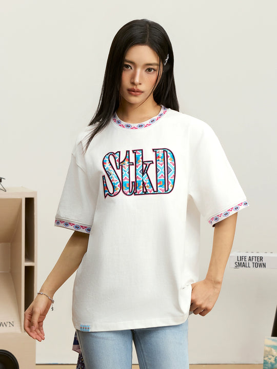 Small Town Kid STKD Embroidered Ethnic Pattern Pearl Tee | Face 3 Face