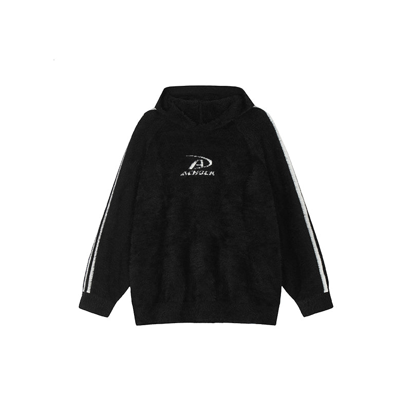 Achock Logo Jacquard Mink Wool Knit Hoodie