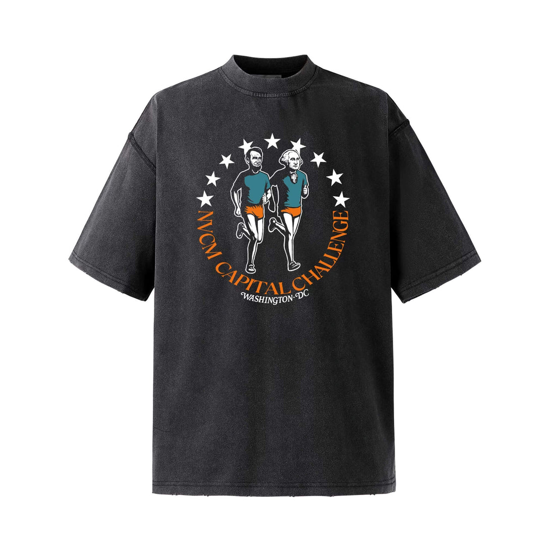 NOVACAM Running Graphic Print Washed Short Sleeve Tee | Face 3 Face