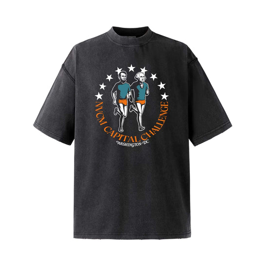 NOVACAM Running Graphic Print Washed Short Sleeve Tee | Face 3 Face