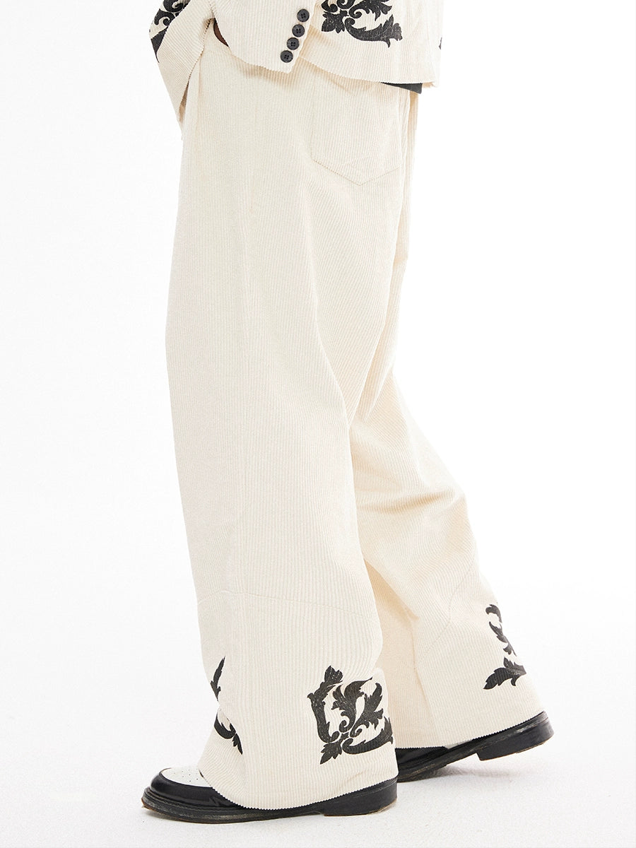 EMPTY REFERENCE Flower Print Corduroy Suit Pants | Face 3 Face