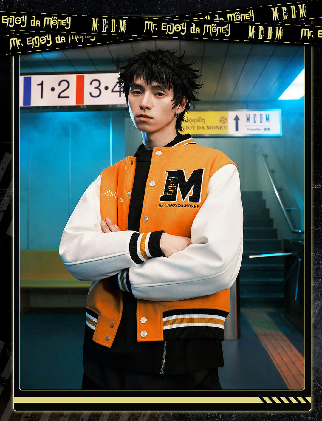 MEDM × Jujutsu Kaisen Character Patch Varsity Jacket | Face 3 Face