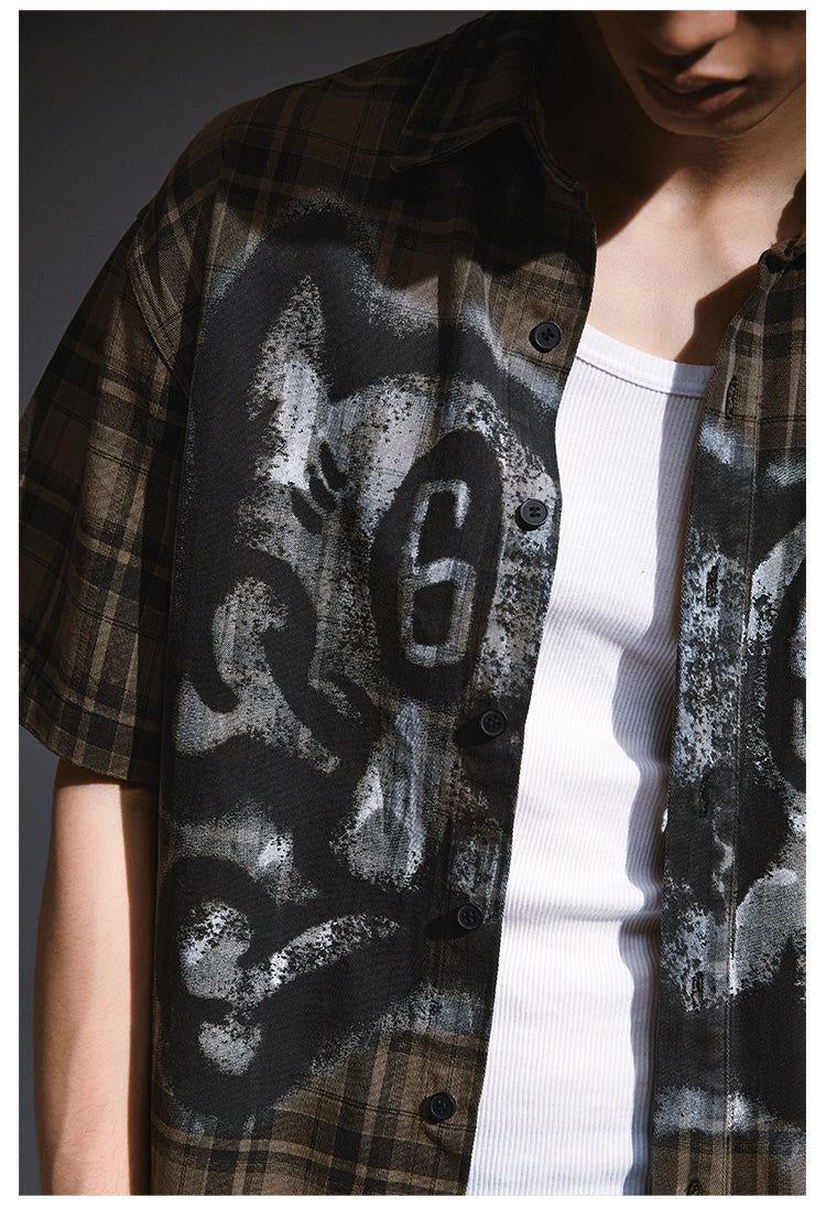 Remedy Skull Print Plaid Short Sleeve Shirt | Face 3 Face