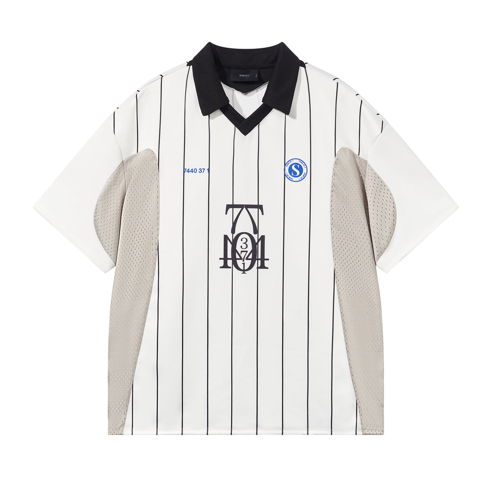 7440 37 1 Colorblocked "7" Stripe Printed Soccer Jersey Uniform Polo Shirt | Face 3 Face