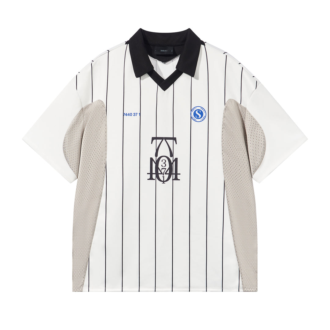 7440 37 1 Colorblocked "7" Stripe Printed Soccer Jersey Uniform Polo Shirt | Face 3 Face