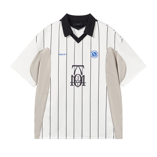 7440 37 1 Colorblocked "7" Stripe Printed Soccer Jersey Uniform Polo Shirt | Face 3 Face