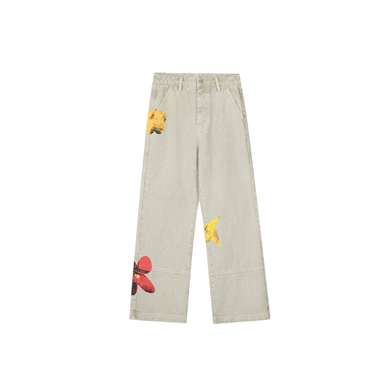 Achock Gray Floral Print Jeans | Face 3 Face