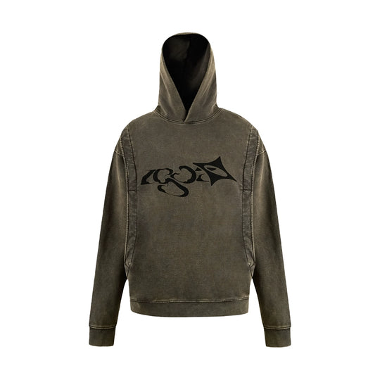 1807 Arranged Printed Washed men's Hoodie | Face 3 Face