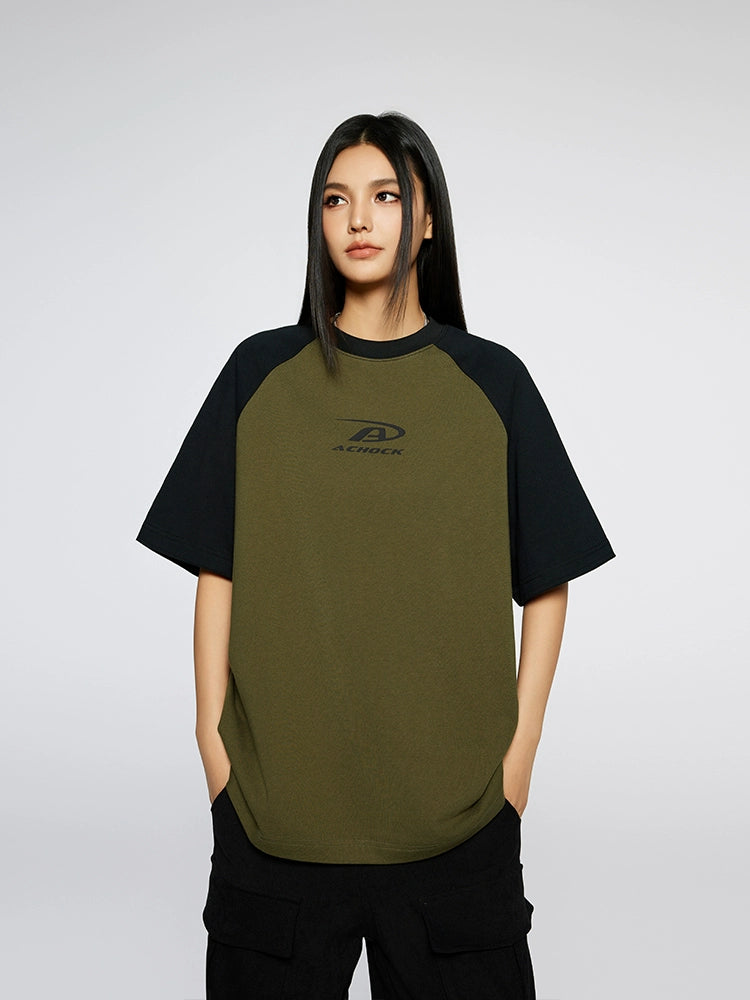Achock Basic Logo Printed Raglan Sleeve Tee