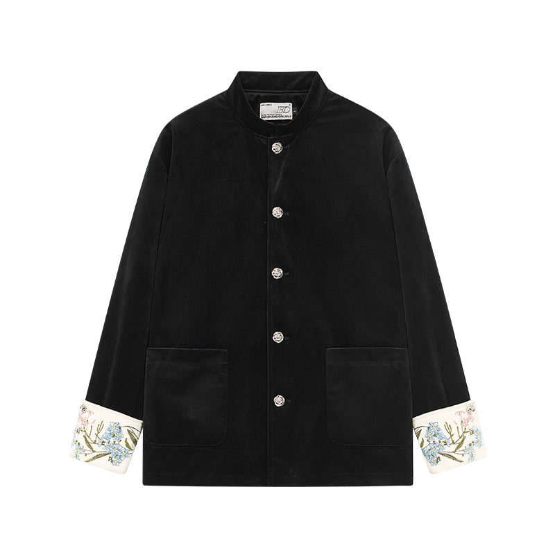 Harsh and Cruel Cuffs Embroidered Floral Velvet Jacket | Face 3 Face