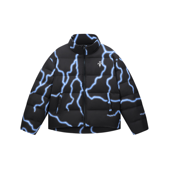 DICETINY Lightning Logo Printing Puffer Jacket | Face 3 Face