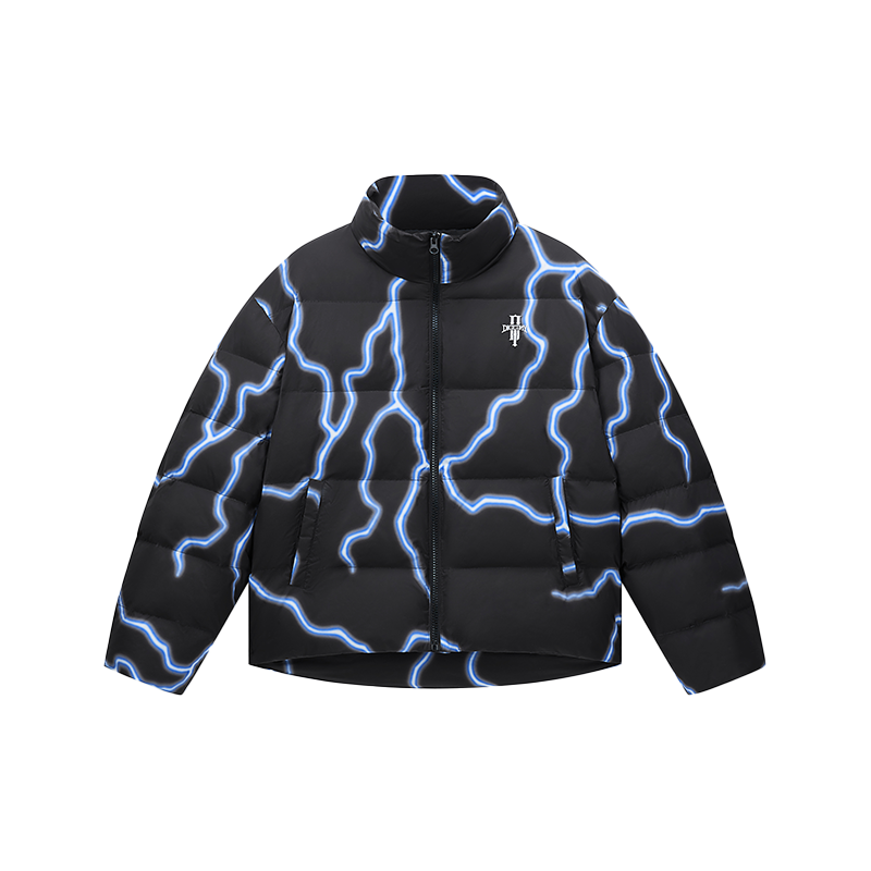 DICETINY Lightning Logo Printing Puffer Jacket | Face 3 Face