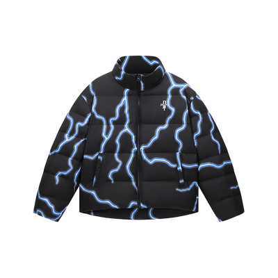 DICETINY Lightning Logo Printing Puffer Jacket | Face 3 Face