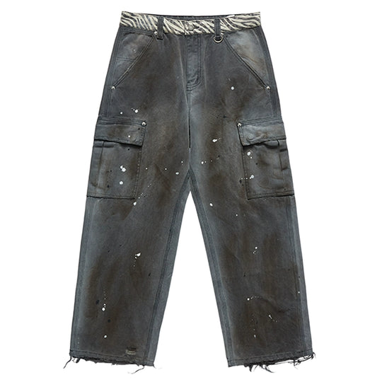 Remedy Washed Ink Splash Baggy Work Cargo Pants | Face 3 Face