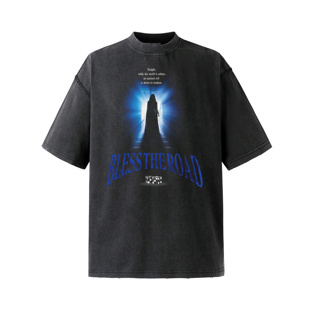 NOVACAM BLESS THE ROAD Vintage Print Reverse Stitching Tee | Face 3 Face