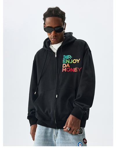 MEDM Rainbow Letter Zip Up Hoodie | Face 3 Face