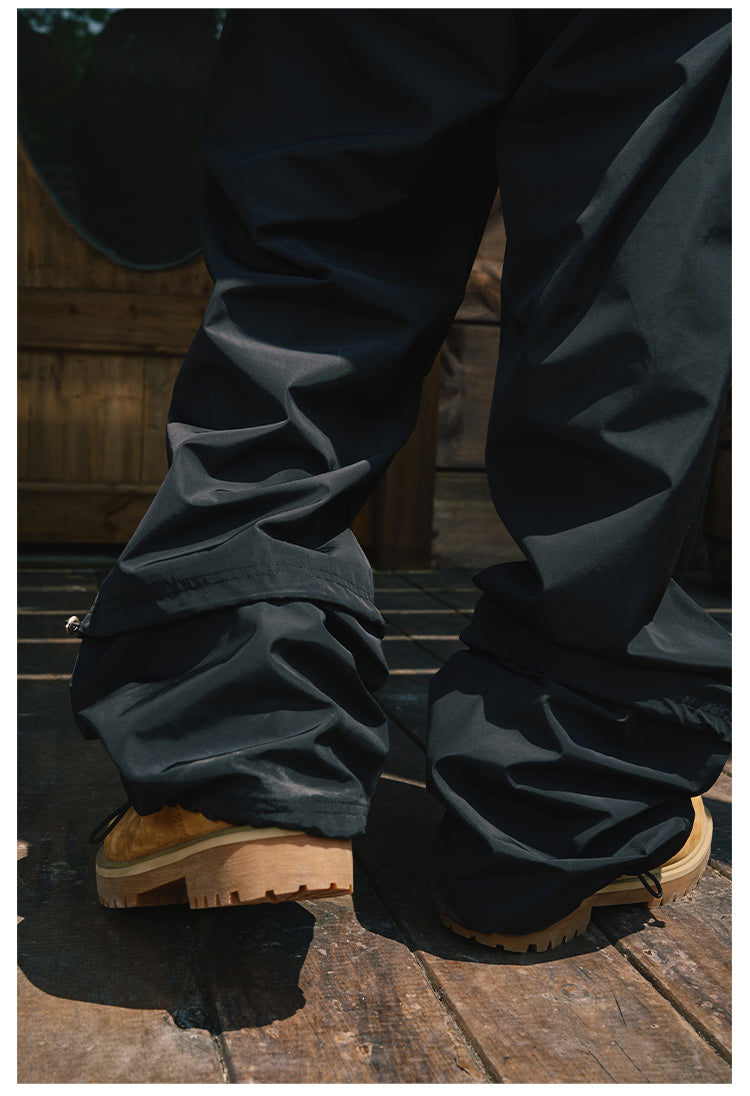 Remedy Pleated Drawstring Nylon Work Pants | Face 3 Face
