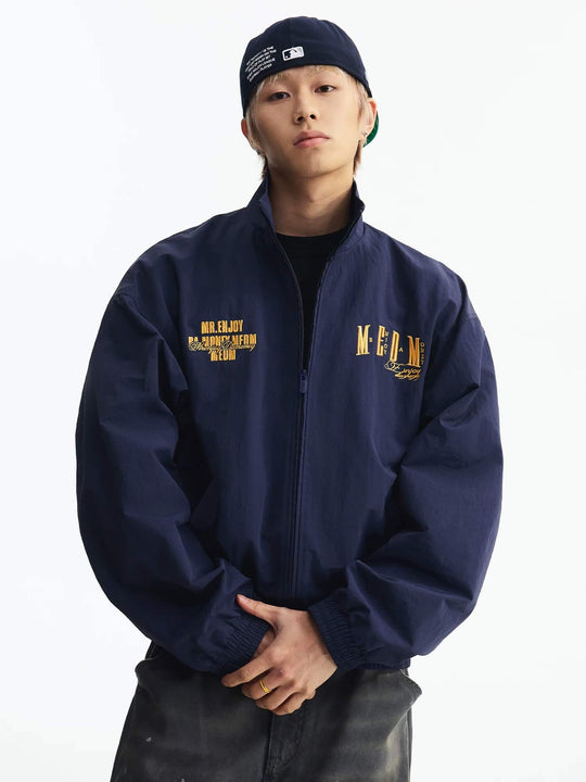MEDM Logo Embroidered Double Zip Track Jacket | Face 3 Face