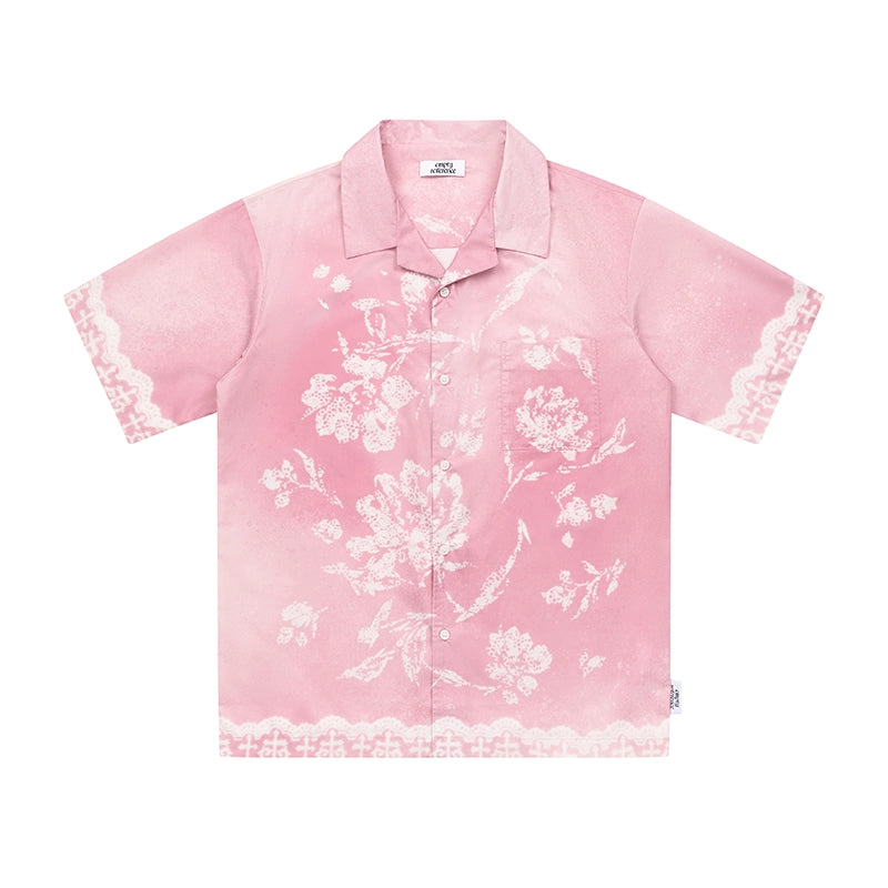 EMPTY REFERENCE Tie Dye Gradient Flower Short Sleeve Shirt | Face 3 Face