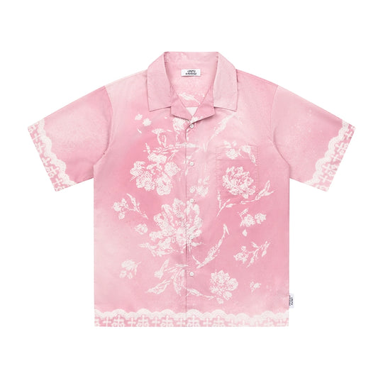 EMPTY REFERENCE Tie Dye Gradient Flower Short Sleeve Shirt | Face 3 Face