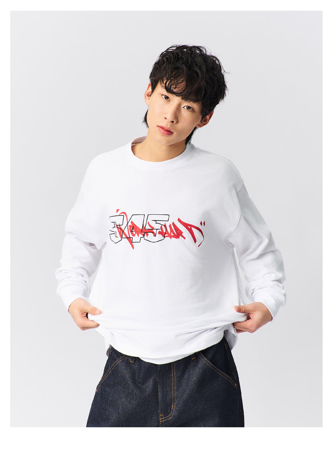 S45 Graffiti Font Typography Long-Sleeve Tee | Face 3 Face