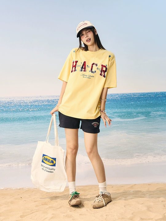 Harsh and Cruel HACR Stars Plaid Patch Embroidered Tee | Face 3 Face