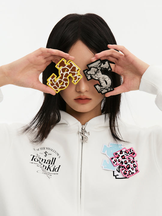 Small Town Kid Animal Textured Logo Velcro Zip-Up Hoodie | Face 3 Face