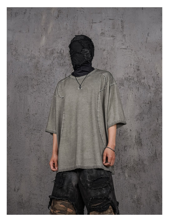 UNDERWATER Gray Sand-Washed Faded Deconstructed Tee | Face 3 Face