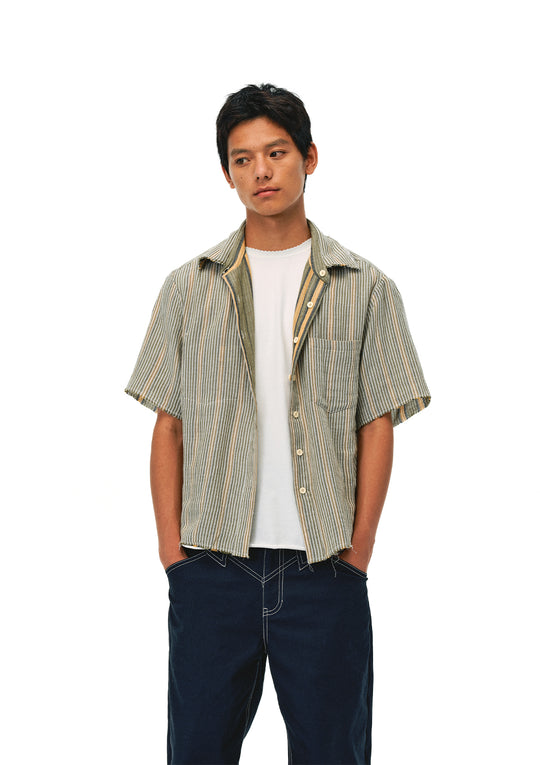 EVILKNIGHT(EK) Striped Plaid Reversible Short Sleeve Shirt | Face 3 Face