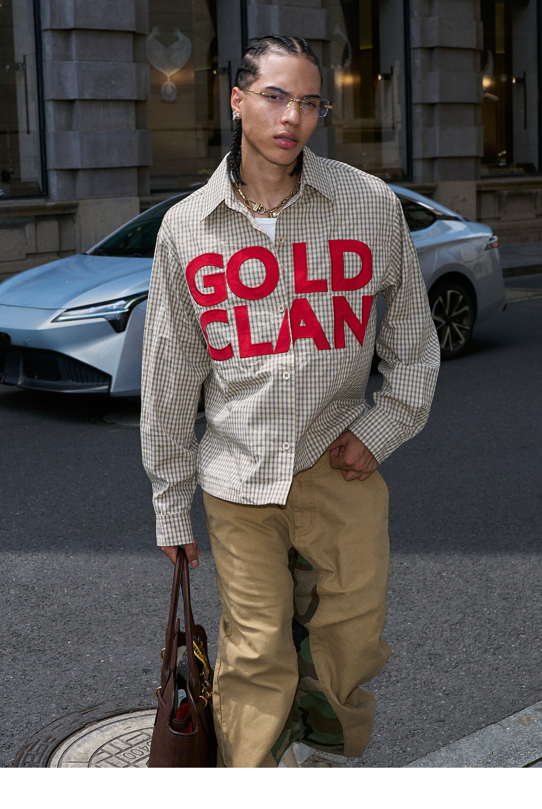 STEEPC Plaid Patch Embroidered Long Sleeve Shirt | Face 3 Face