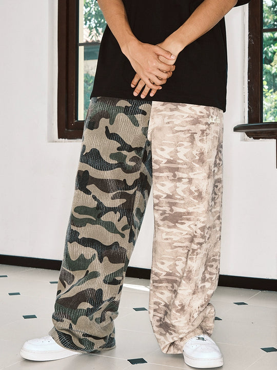 JUST VIBE Asymmetric Camouflage Wide Work Pants | Face 3 Face