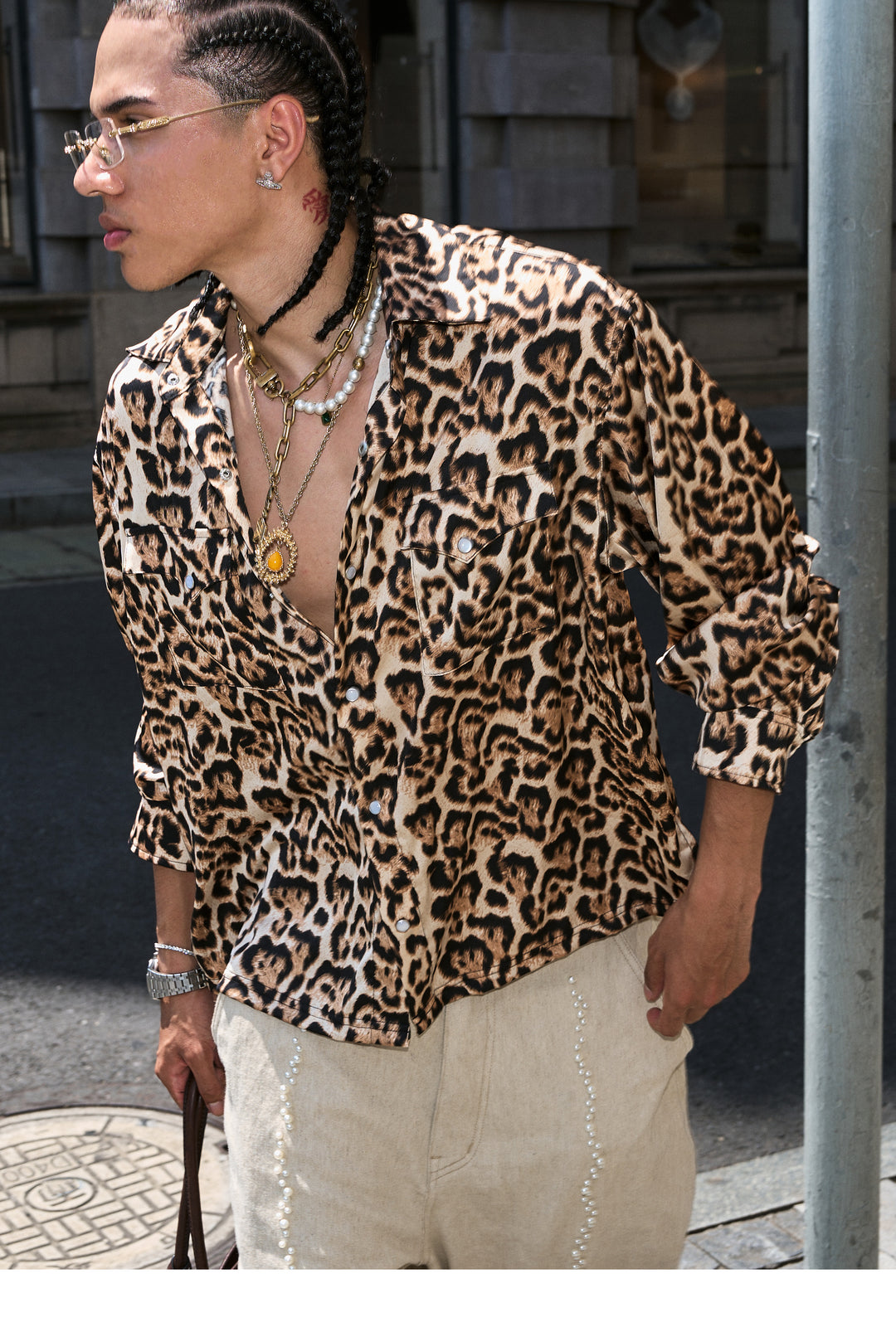 STEEPC Leopard Print Long Sleeve Shirt | Face 3 Face