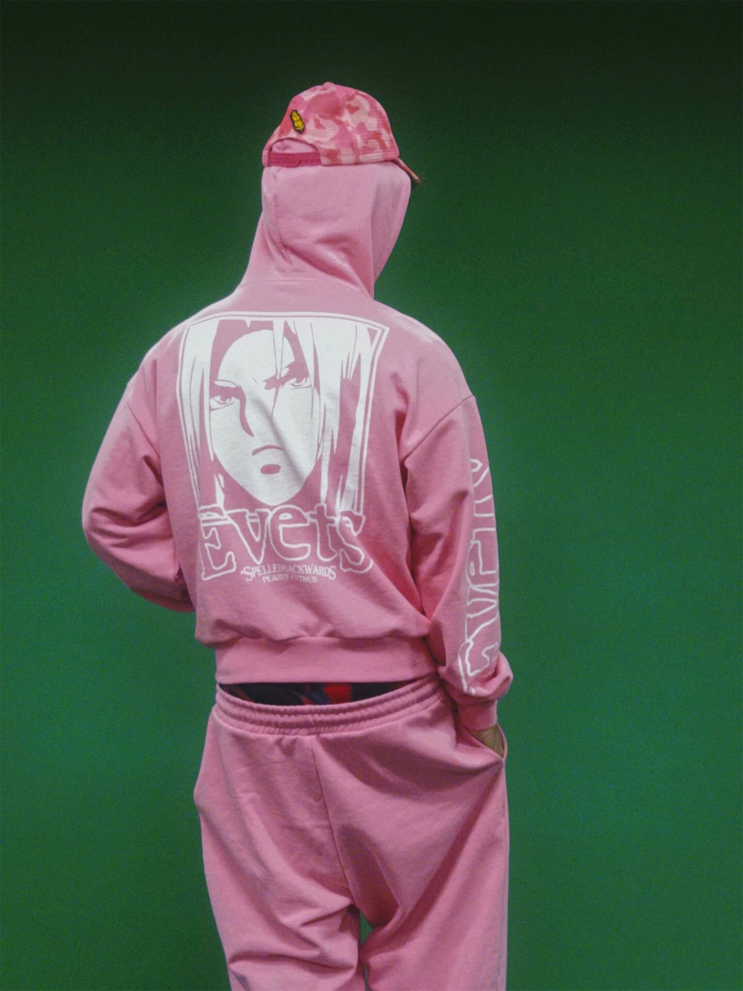 EVETS Anime Graphic Print Zip Up Hoodie