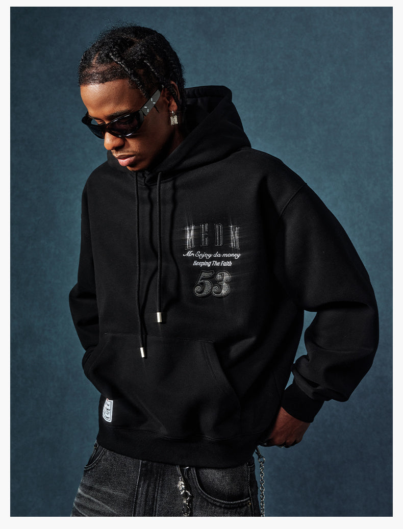 MEDM Rhinestone Star Logo Embroidered Hoodie | Face 3 Face