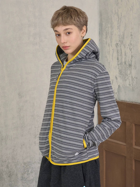 S45 Soft Textured Striped Zip Up Hoodie | Face 3 Face