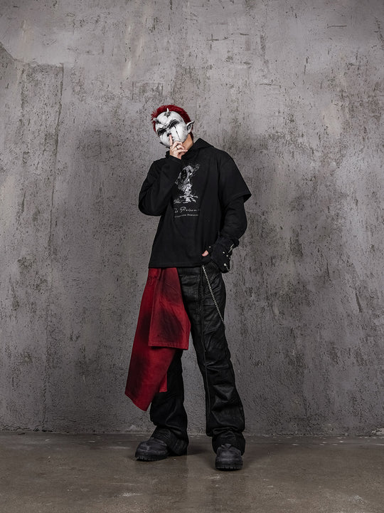 UNDERWATER Destruction Fake Layered Prisoner Print Hoodie | Face 3 Face