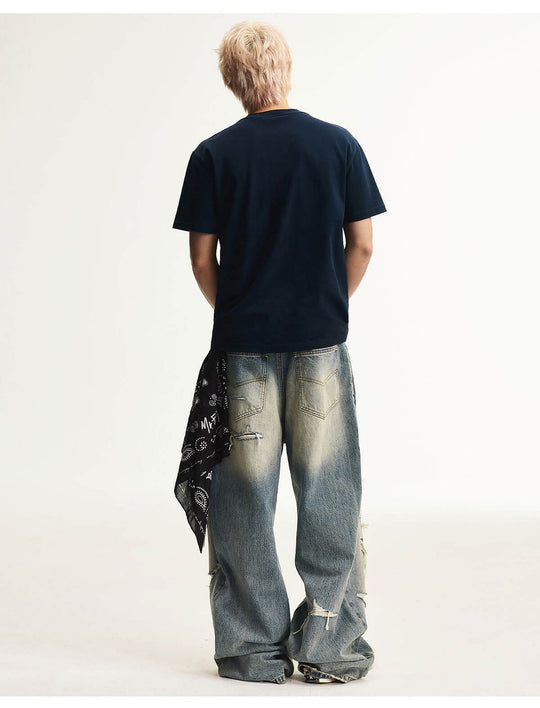 MEDM Distressed Logo Patch Short Sleeve Tee | Face 3 Face