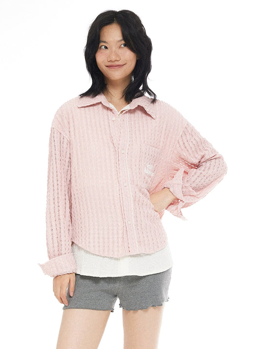 EMPTY REFERENCE Pink Faux Two Piece Long Sleeve Shirt | Face 3 Face