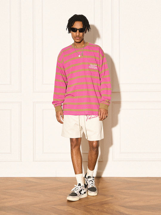 EMPTY REFERENCE Color Clash Striped Long Sleeved Tee
