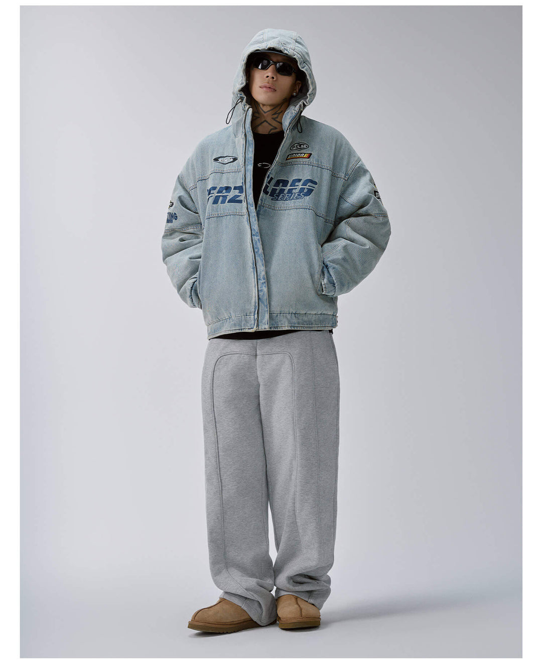 F2CE Racing Embroidered Vintage Washed Denim Jacket | Face 3 Face