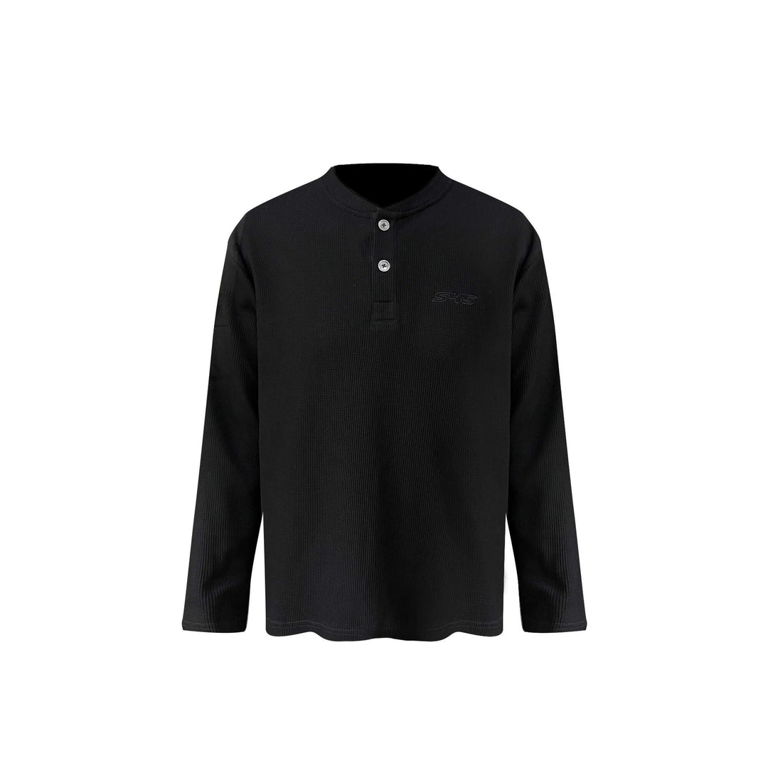 S45 Waffle Henley Neck Long Sleeve Tee | Face 3 Face