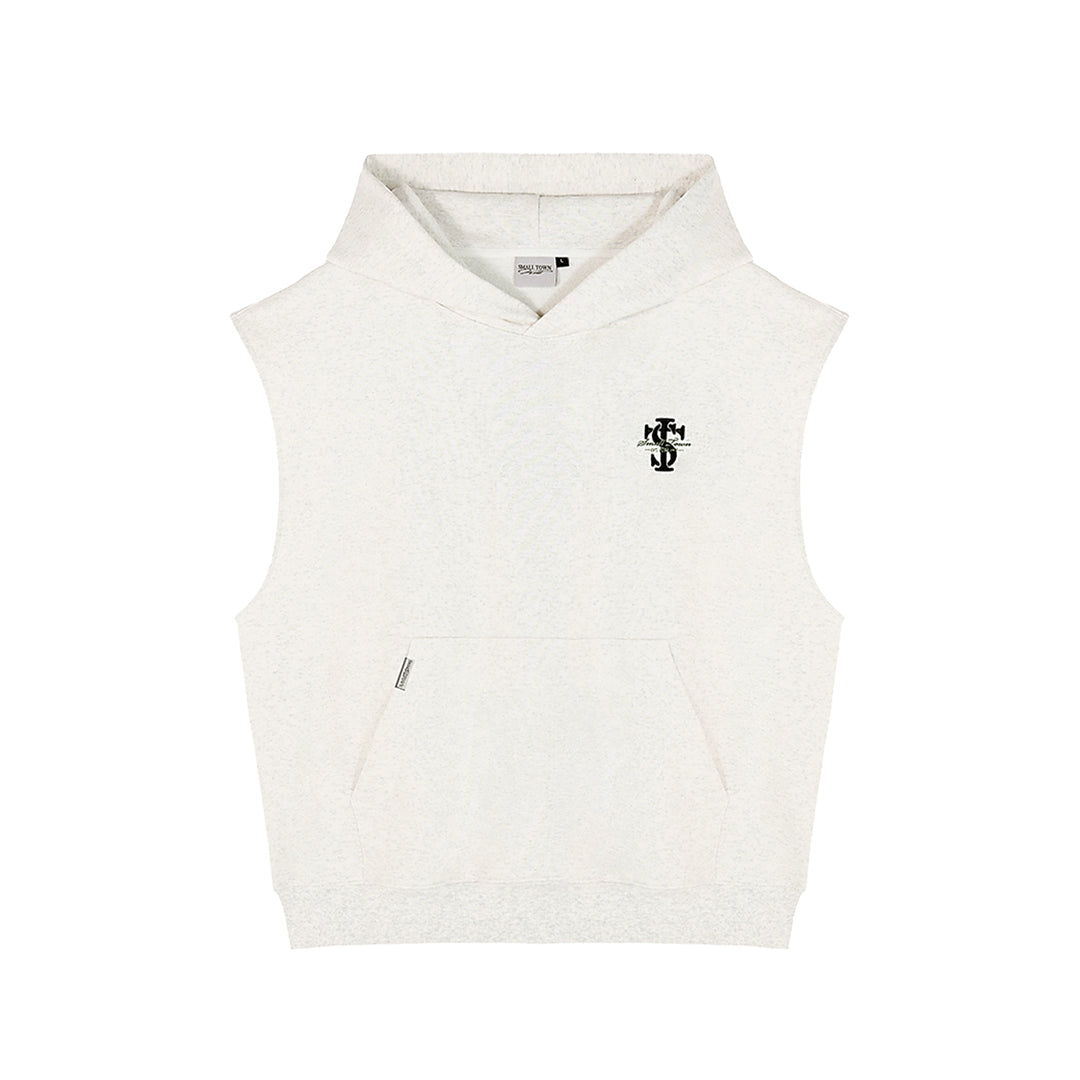 Small Town Kid Basic Embroidered Logo Sleeveless Hoodie | Face 3 Face