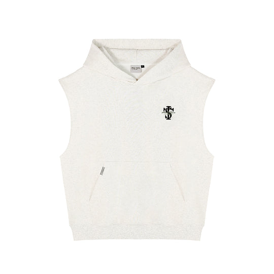 Small Town Kid Basic Embroidered Logo Sleeveless Hoodie | Face 3 Face