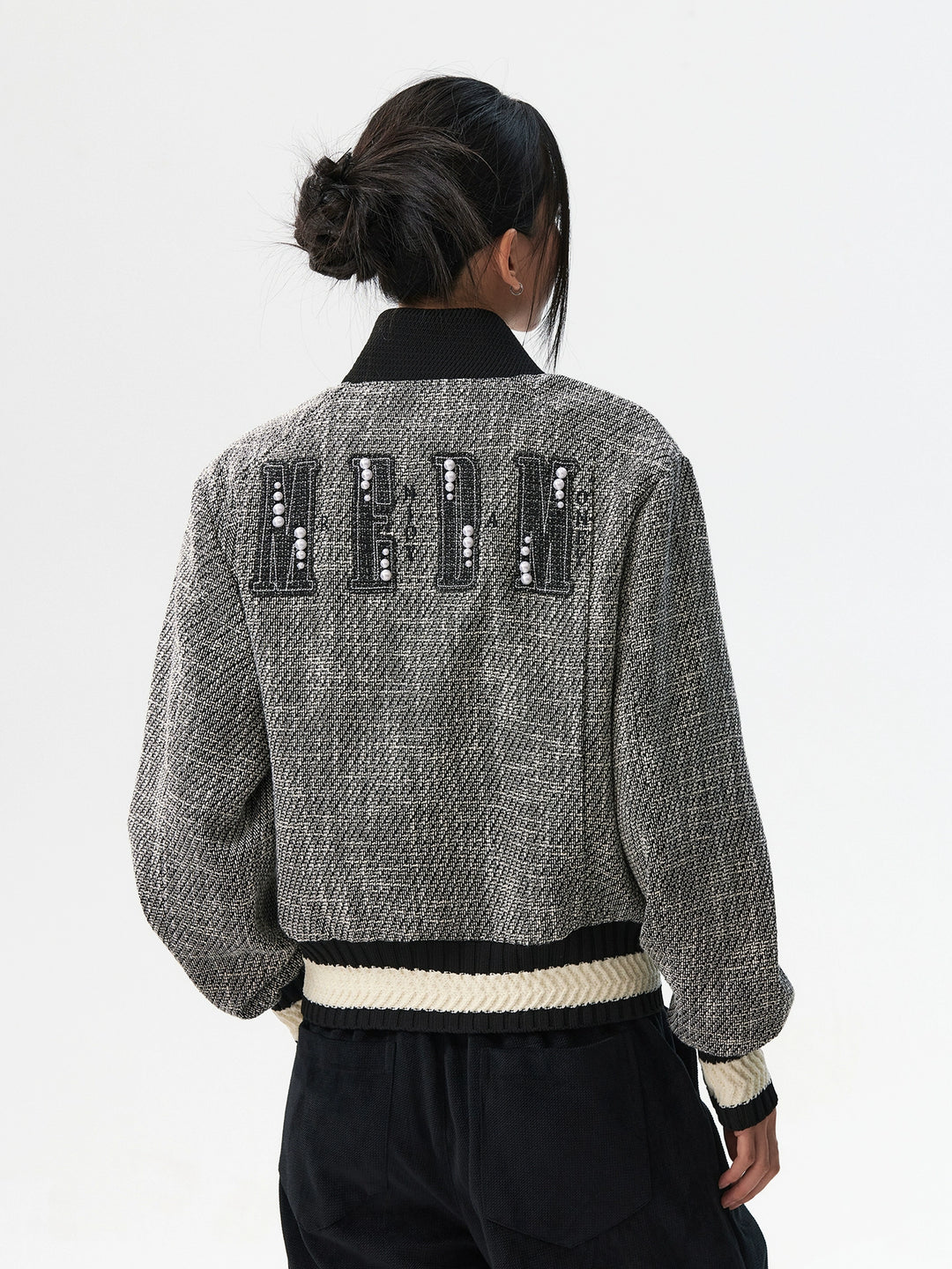 MEDM Pearl Tweed Short Varsity Jacket | Face 3 Face