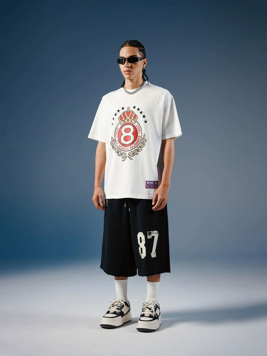 1807 Vintage Crown Print Distressed Short Sleeve Tee | Face 3 Face