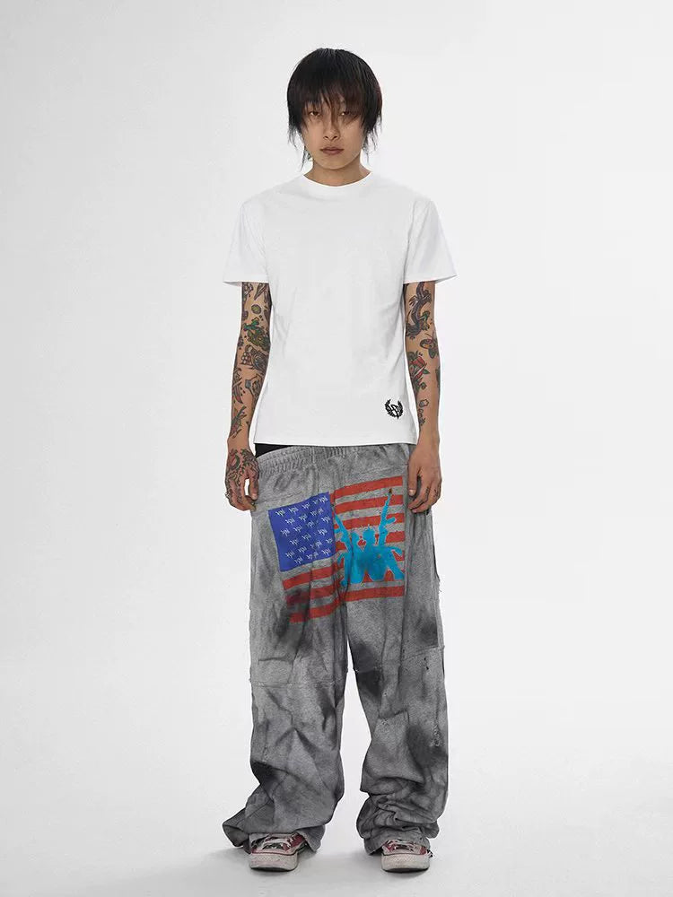 KARMANISTIC Distressed Flag Print Jogger Sweatpants | Face 3 Face