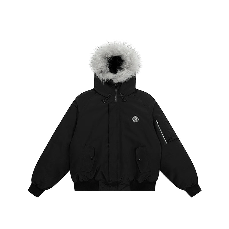 Bomber Jacket | Achock Faux Fur Hooded Bomber Jacket | Face 3 Face